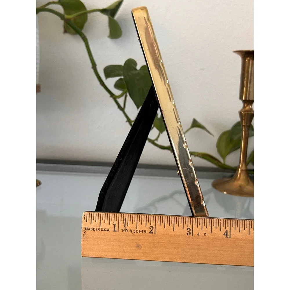 Vintage Solid Brass Photo Frame 3.5x5 Ribbed Fluted Gold Tone Lacquer Coated
